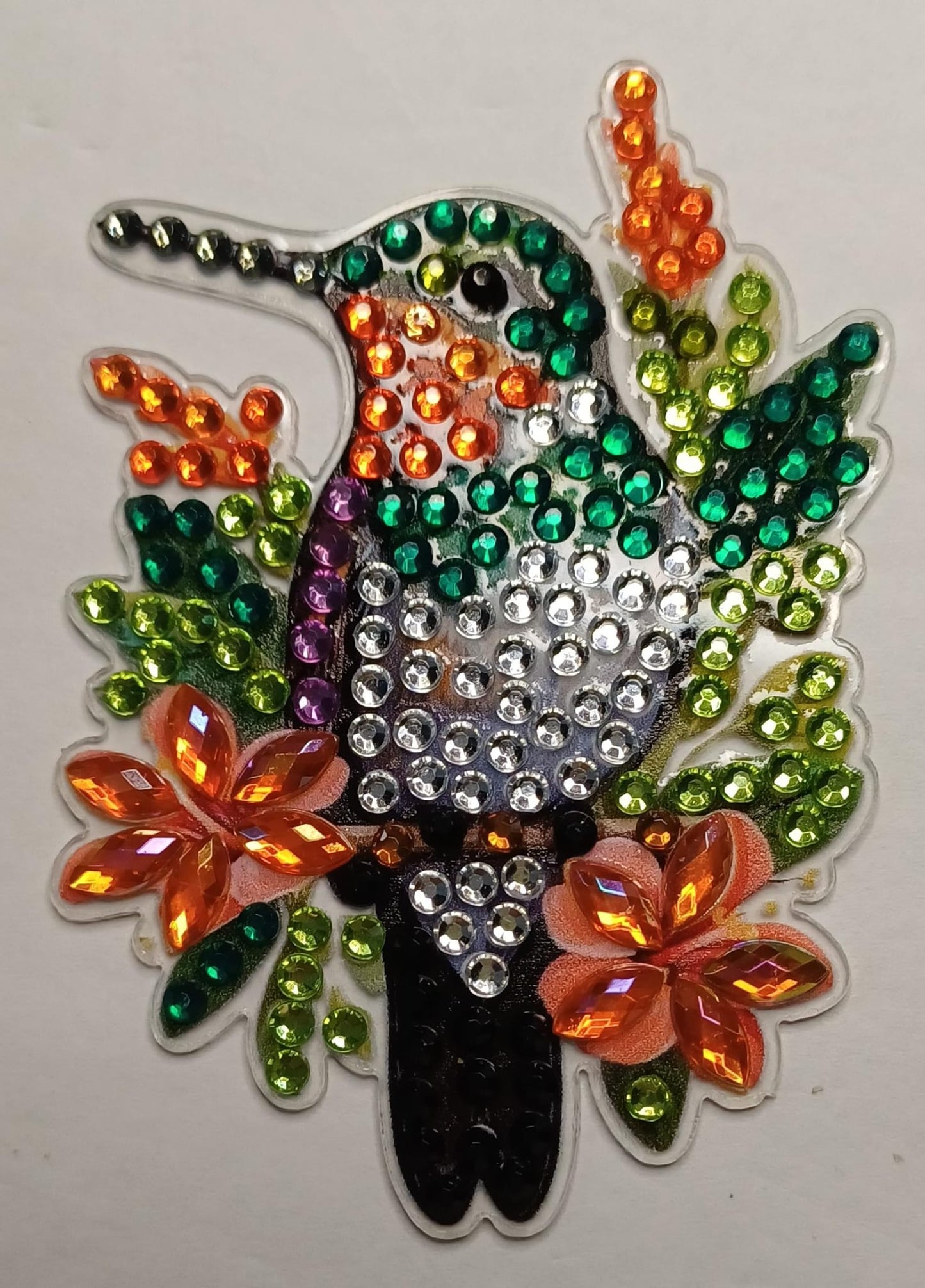 Kolibrie koelkastmagneet met strass steentjes, 6 × 8 cm