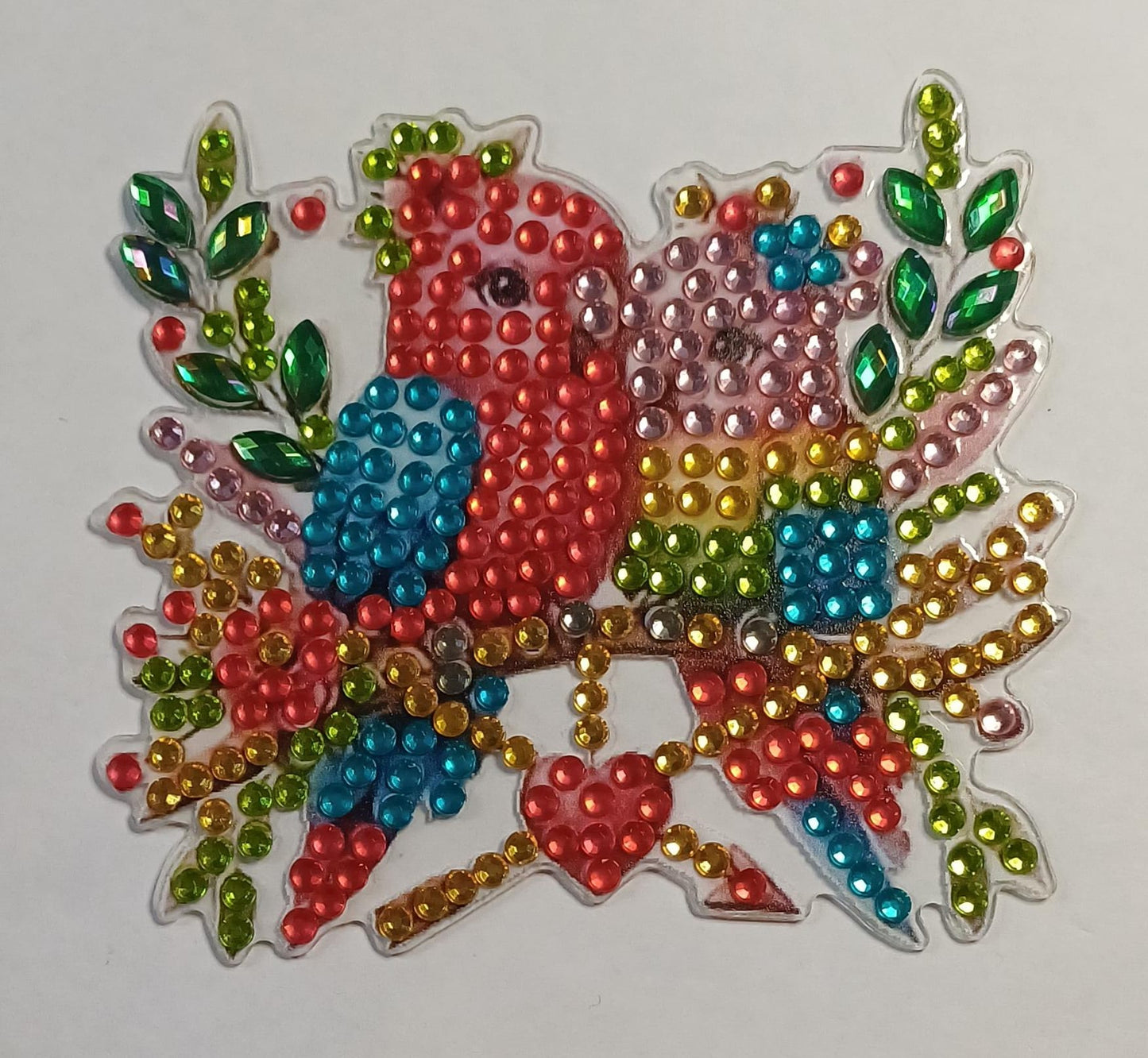 Vogels koelkast-/decoratiemagneet met strass steentjes, 8 × 7,5 cm