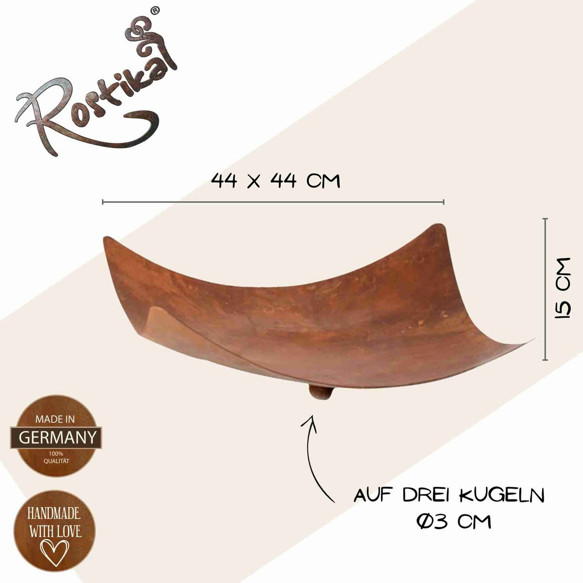 Roestmetalen tuinschaal voor tuin en terras, 50 cm