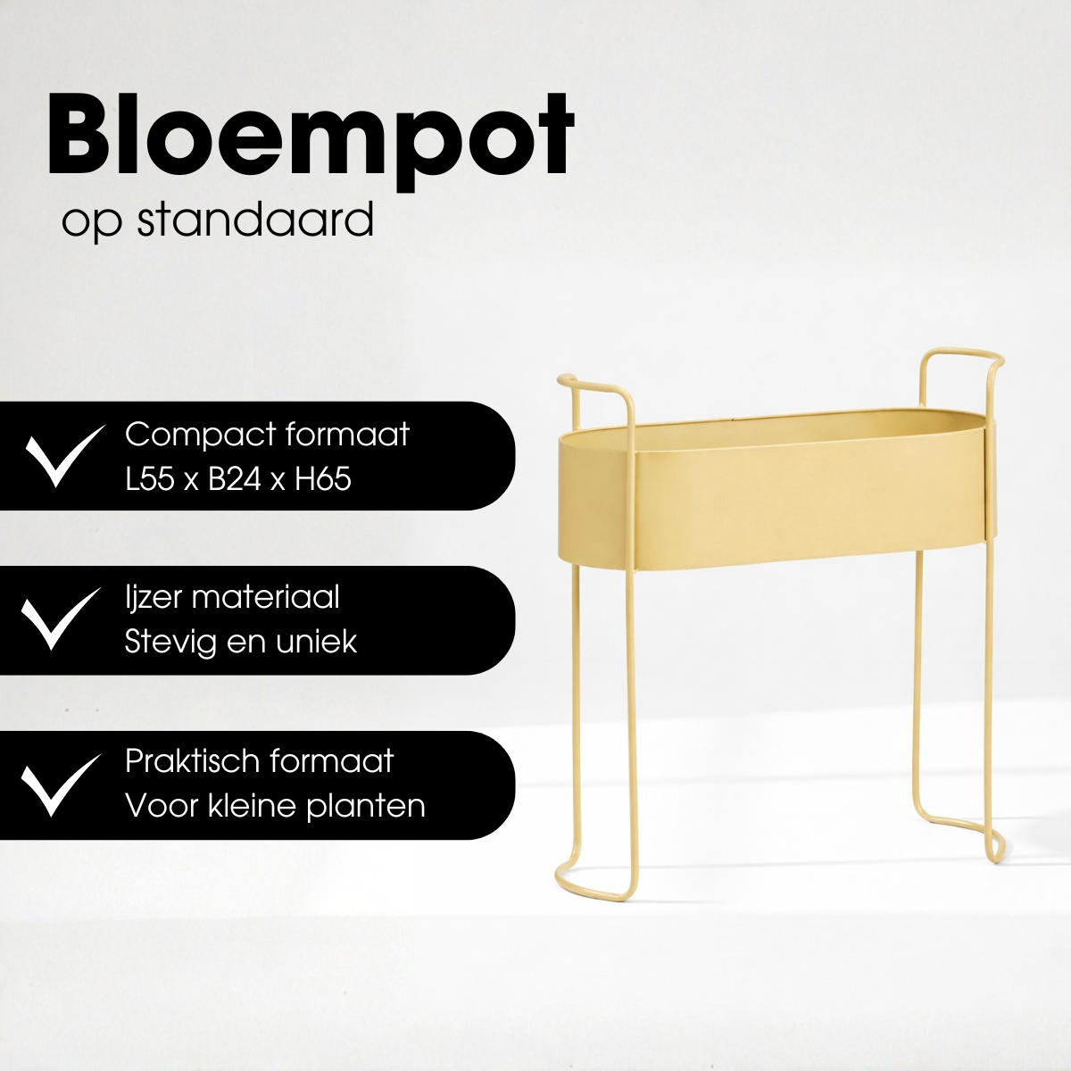Moritz bloempot op standaard, beige, 55 × 24 × 65 cm