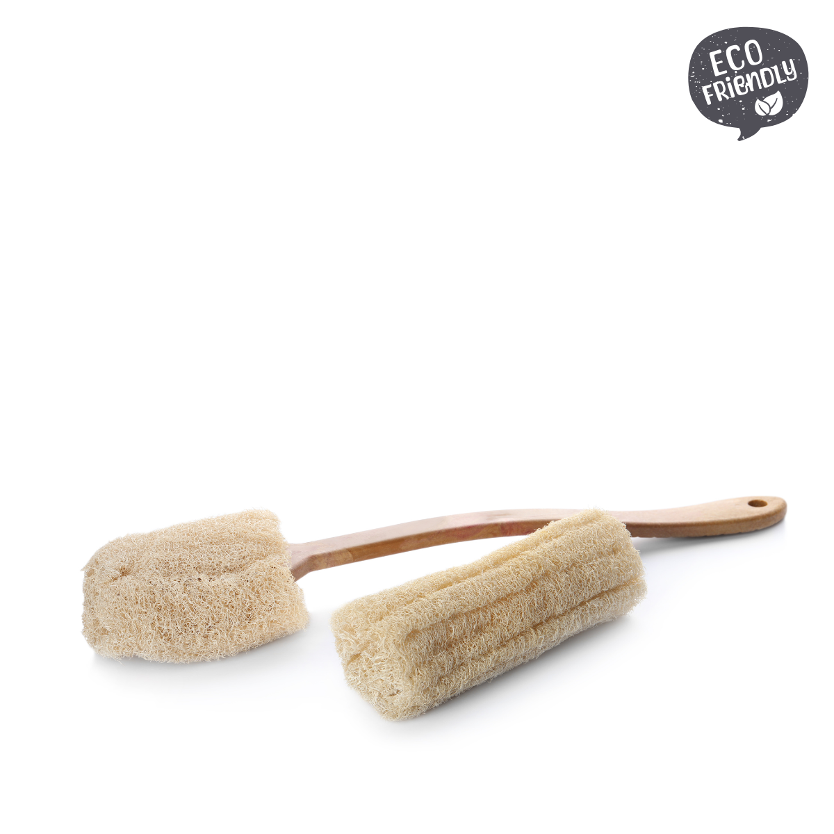 Loofah rugspons met handgrepen, natuurlijke scrub spons, 39 x 7 cm