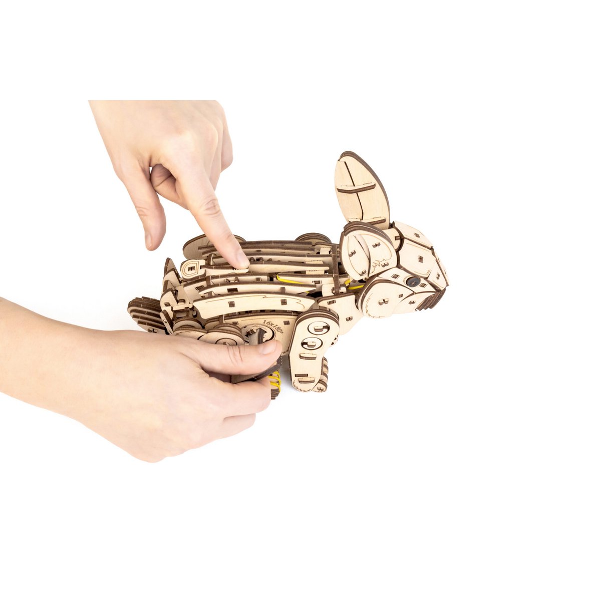 Konijn mechanische houten puzzel, 21,7 × 10,4 × 17,4 cm
