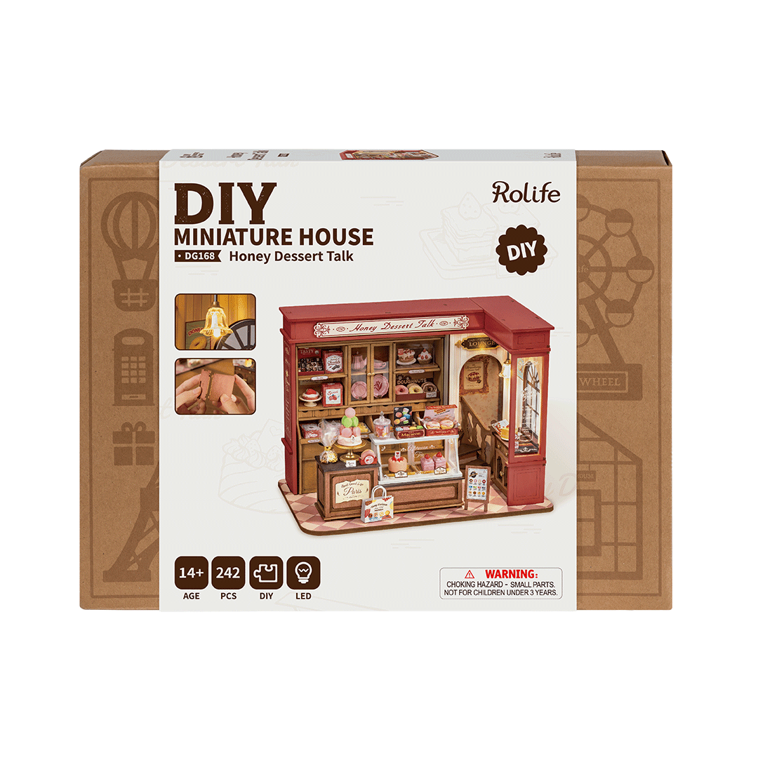 DIY huisje honey dessert talk met led verlichting, 17,3 cm