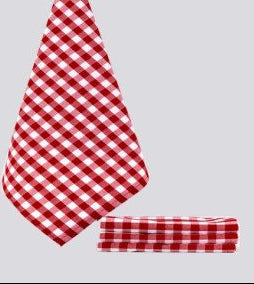 Theedoek rood geblokt, 50 x 70 cm