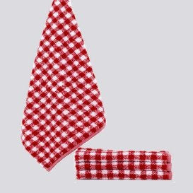 Keukendoek rood geblokt, 50 x 50 cm