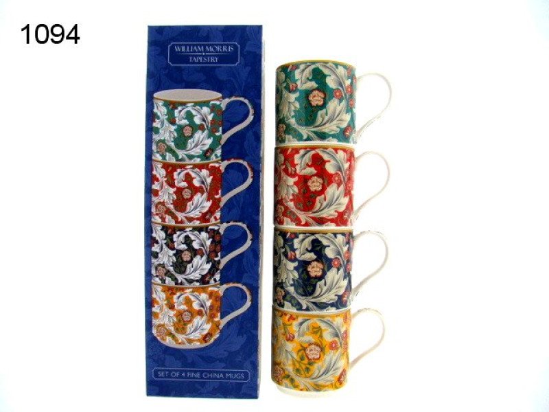 Bloem tapestry stapelmokken, 4 stuks