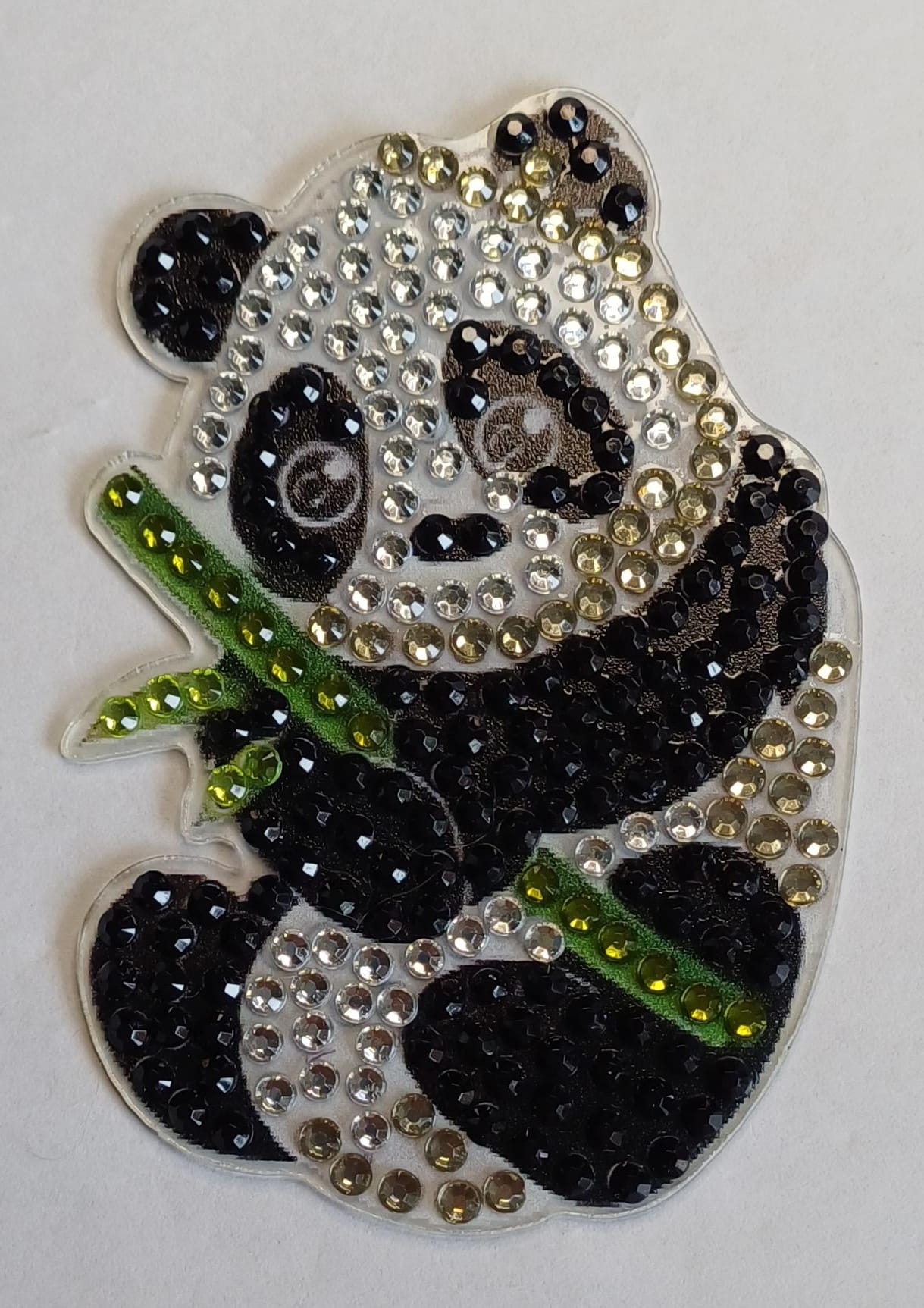 Panda koelkast-/decoratiemagneet met strass steentjes, 6 × 8 cm