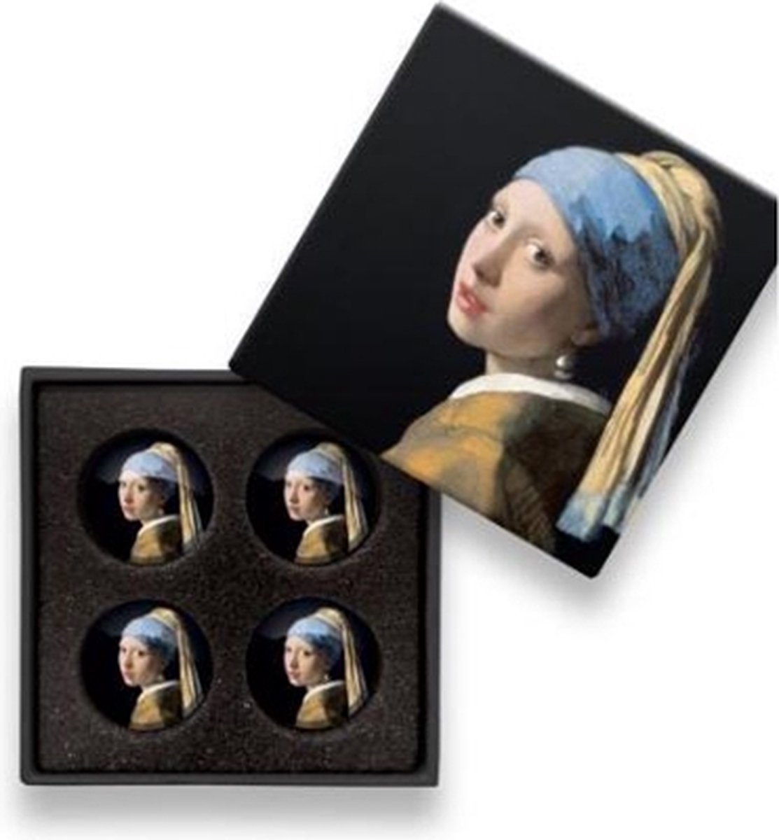 Het meisje met de parel glasmagneten, 4 stuks