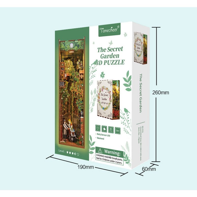 DIY book nook the secret garden bookend, 24,5 cm