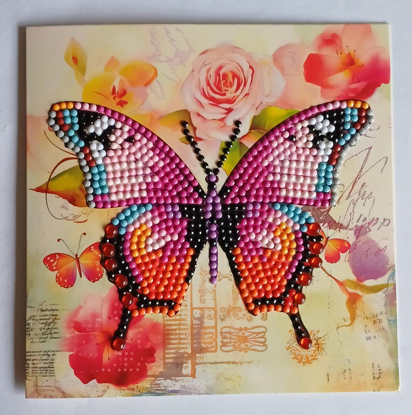 Vlinder, dubbele blanco kaart met envelop, 15 x 15 cm