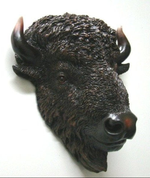 Bisonkop wanddecoratie polystone, 23 cm