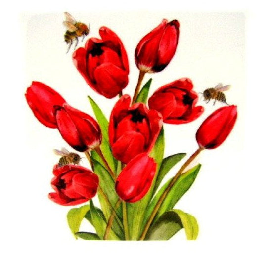 Bee-tanical bij met tulpen onderzetter
