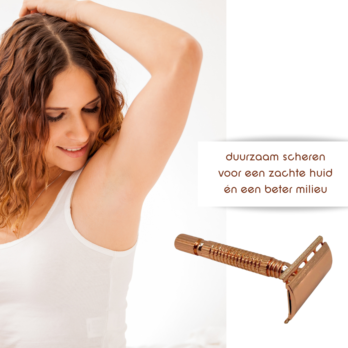 Klassieke safety razor roségoud met 10 scheermesjes