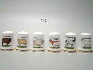 Schaap en geit vingerhoedjes, 6 stuks