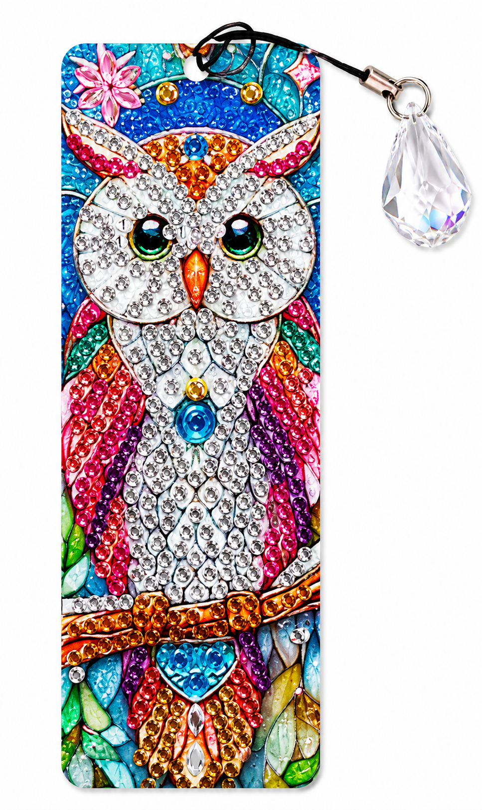 Boekenlegger met strass steentjes, uil en kristalhanger, 5 x 15 cm