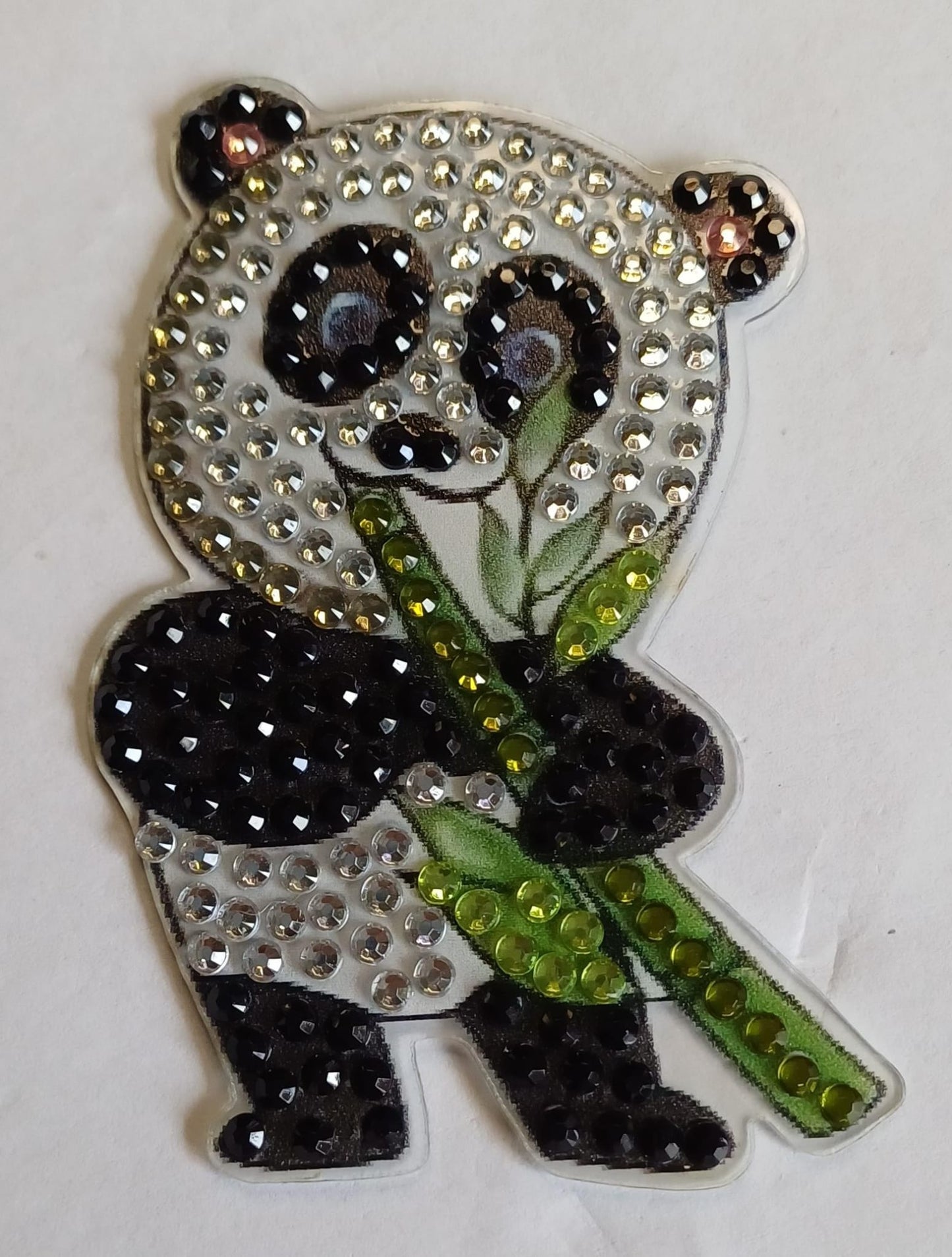 Panda koelkast-/decoratiemagneet met strass steentjes, 6 × 8 cm