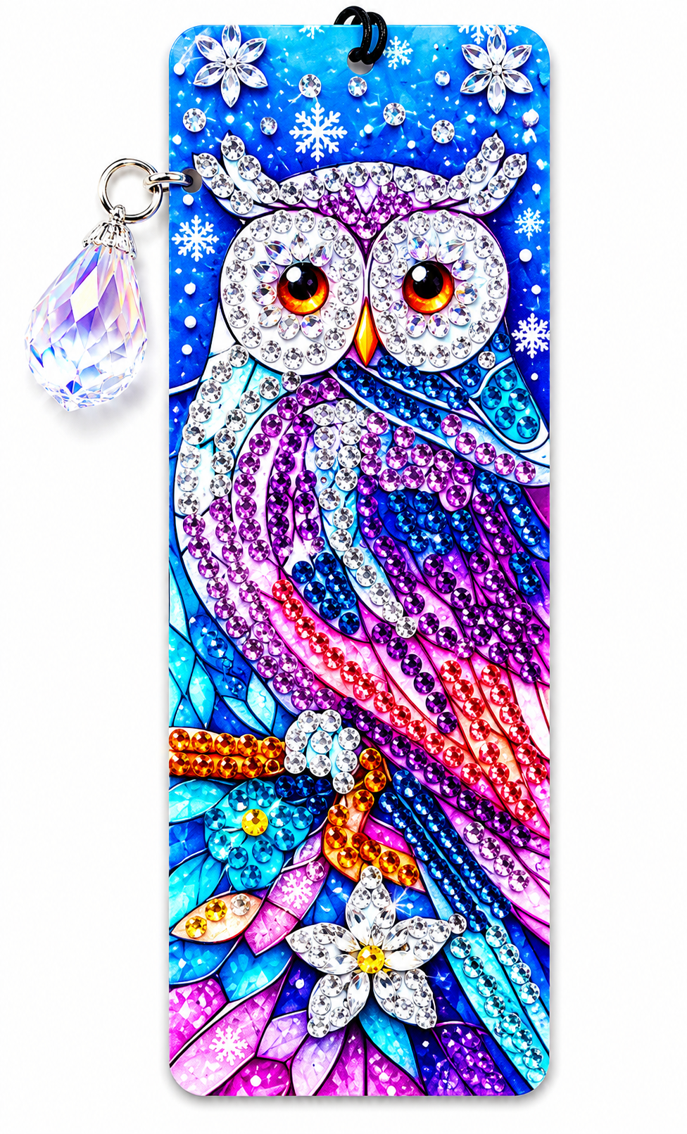 Boekenlegger met strass steentjes, winteruil en kristalhanger, 5 x 15 cm