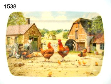 Haan en hen dienblad, klein