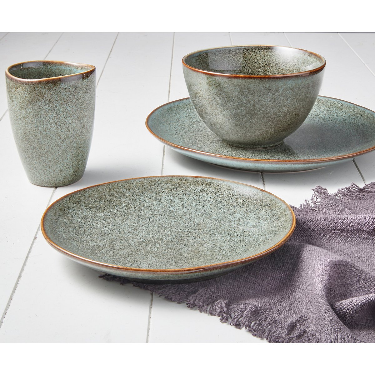 Servies set Tabo, groen, 16-delig