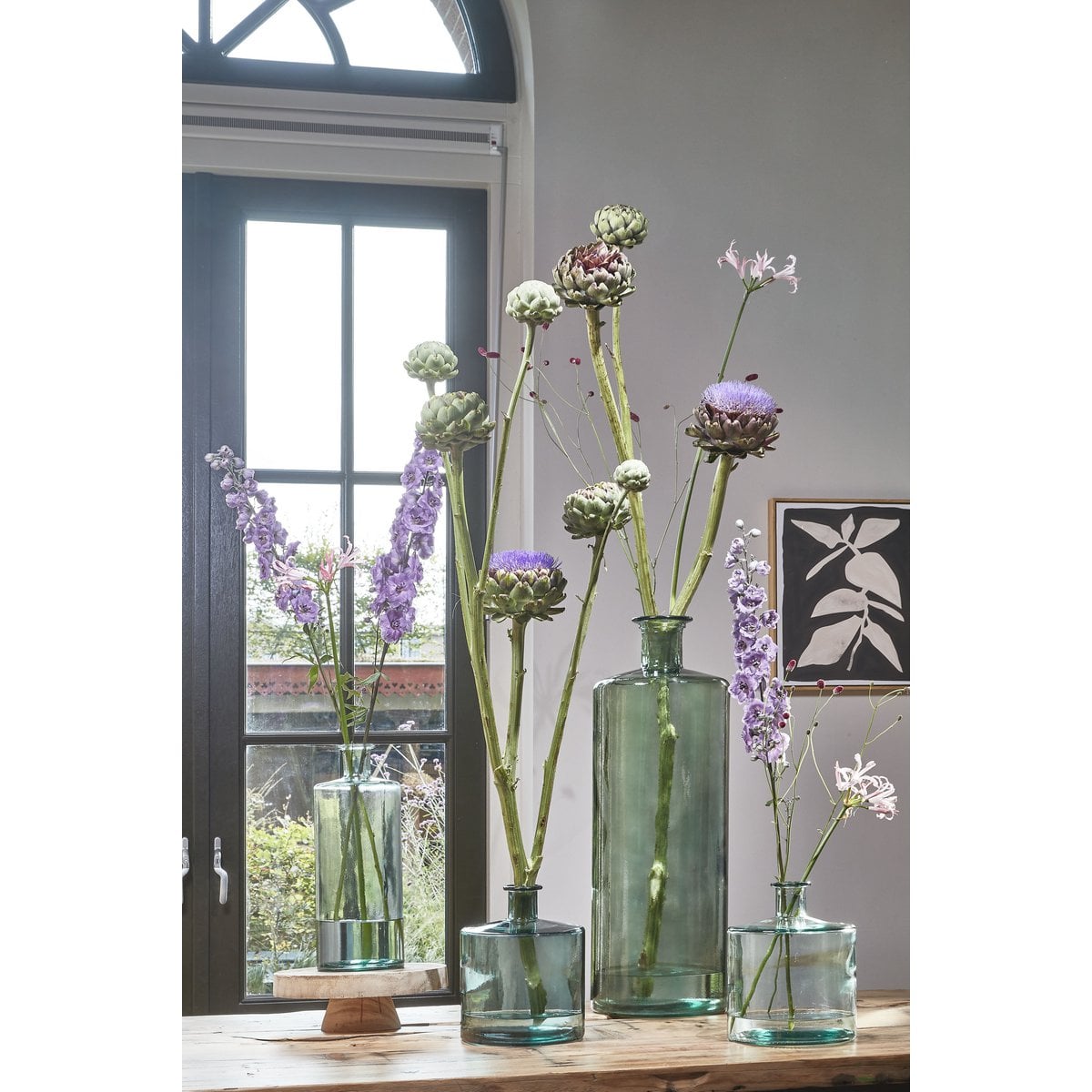 Mica Decorations Guan Flesvaas – Gerecycled Glas Grijsgroen (H75 x Ø25 cm)