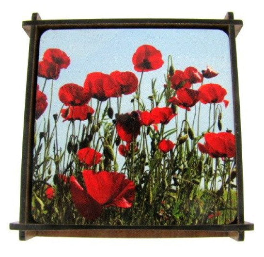 Klaprozen onderzetters set, 6 stuks