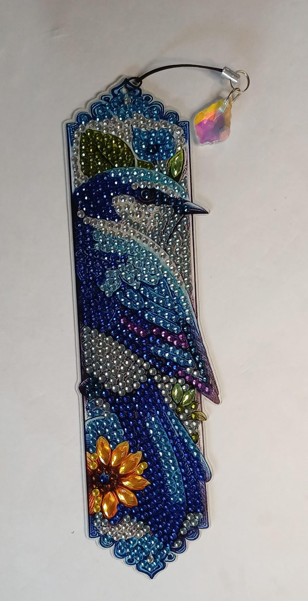 Blauwe vogel boekenlegger, diamond painting, 6 × 20 cm