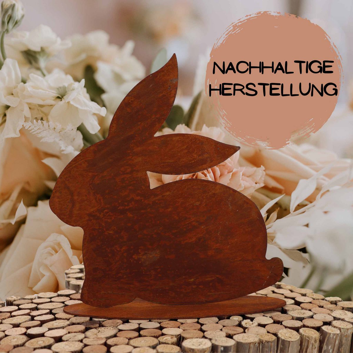 Roestmetalen zittende paashaas