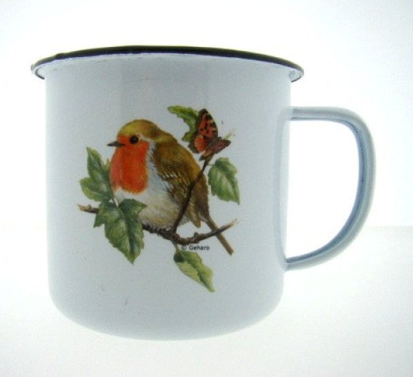 Roodborst emaille mok, 350 ml