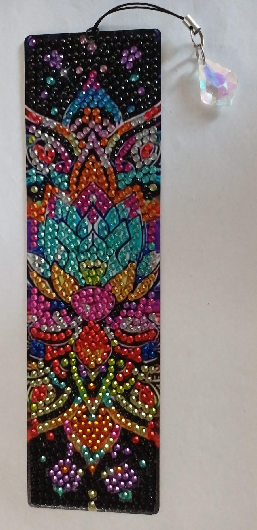 Mandala boekenlegger met kristalhanger, diamond painting, 5,5 × 19,5 cm