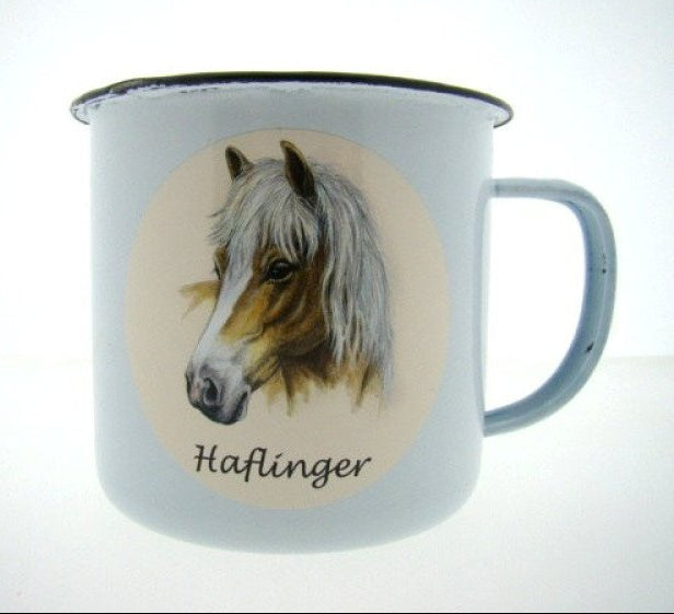 Haflinger emaille mok, 350 ml