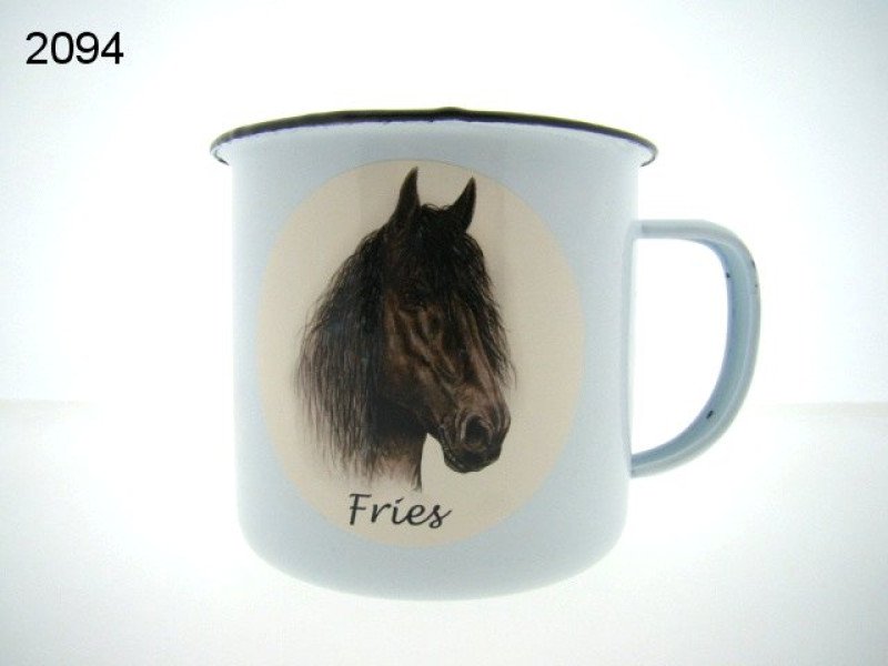 Fries paard emaille mok