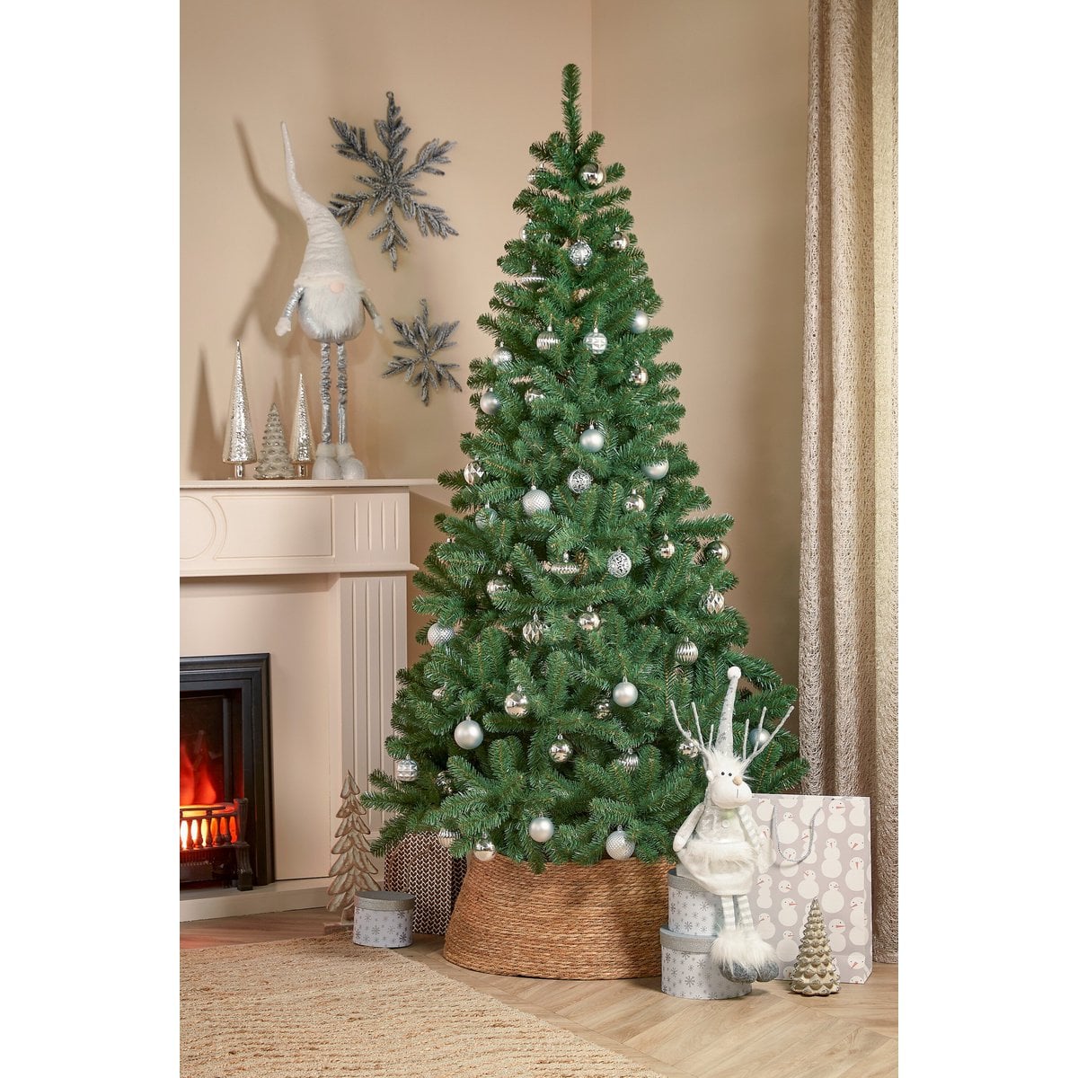 Zilverkleurige kerstballen set, onbreekbaar, 60 stuks Ø 7 cm