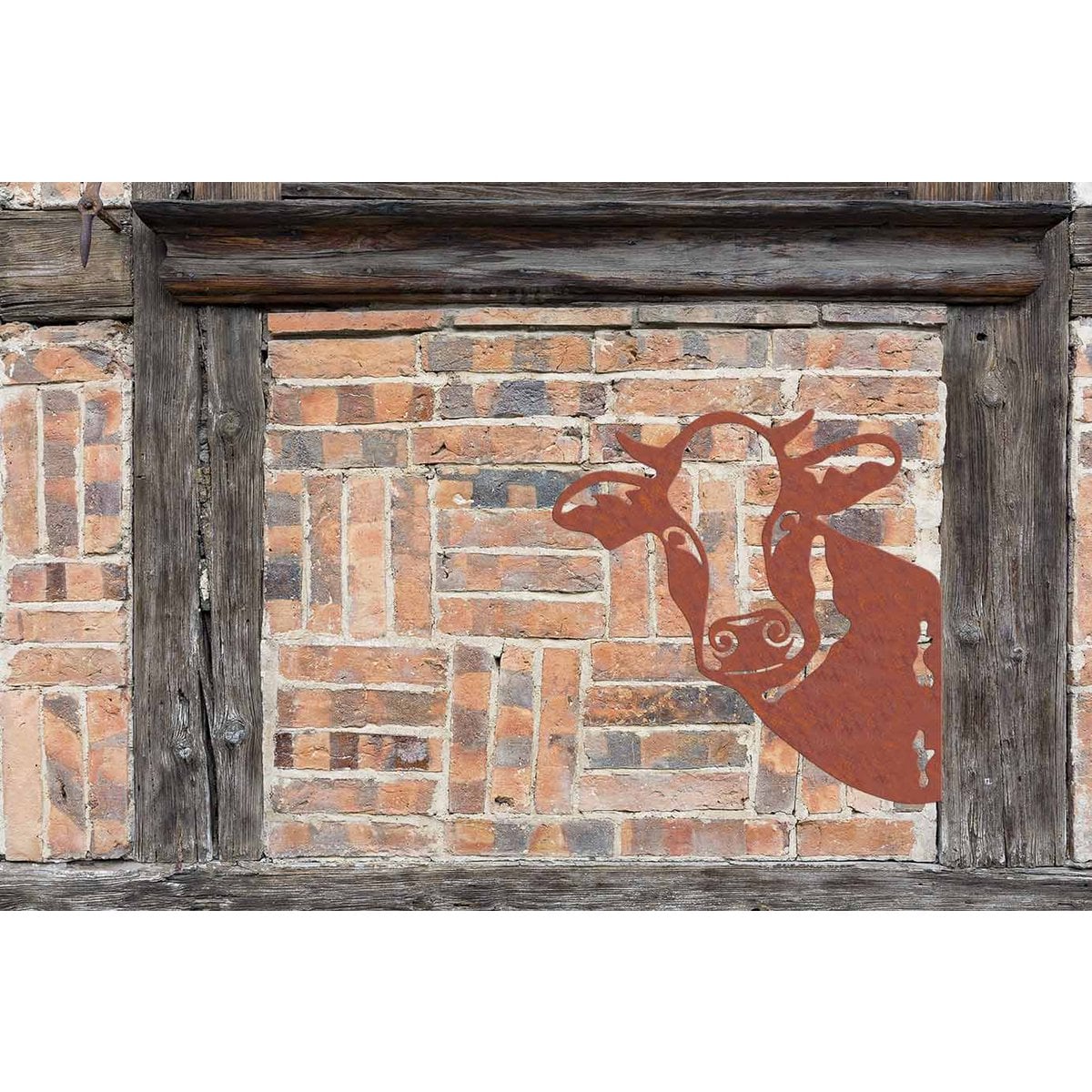 Kiekeboe Klara de Koe roest ornament – paal en schuttingdecoratie