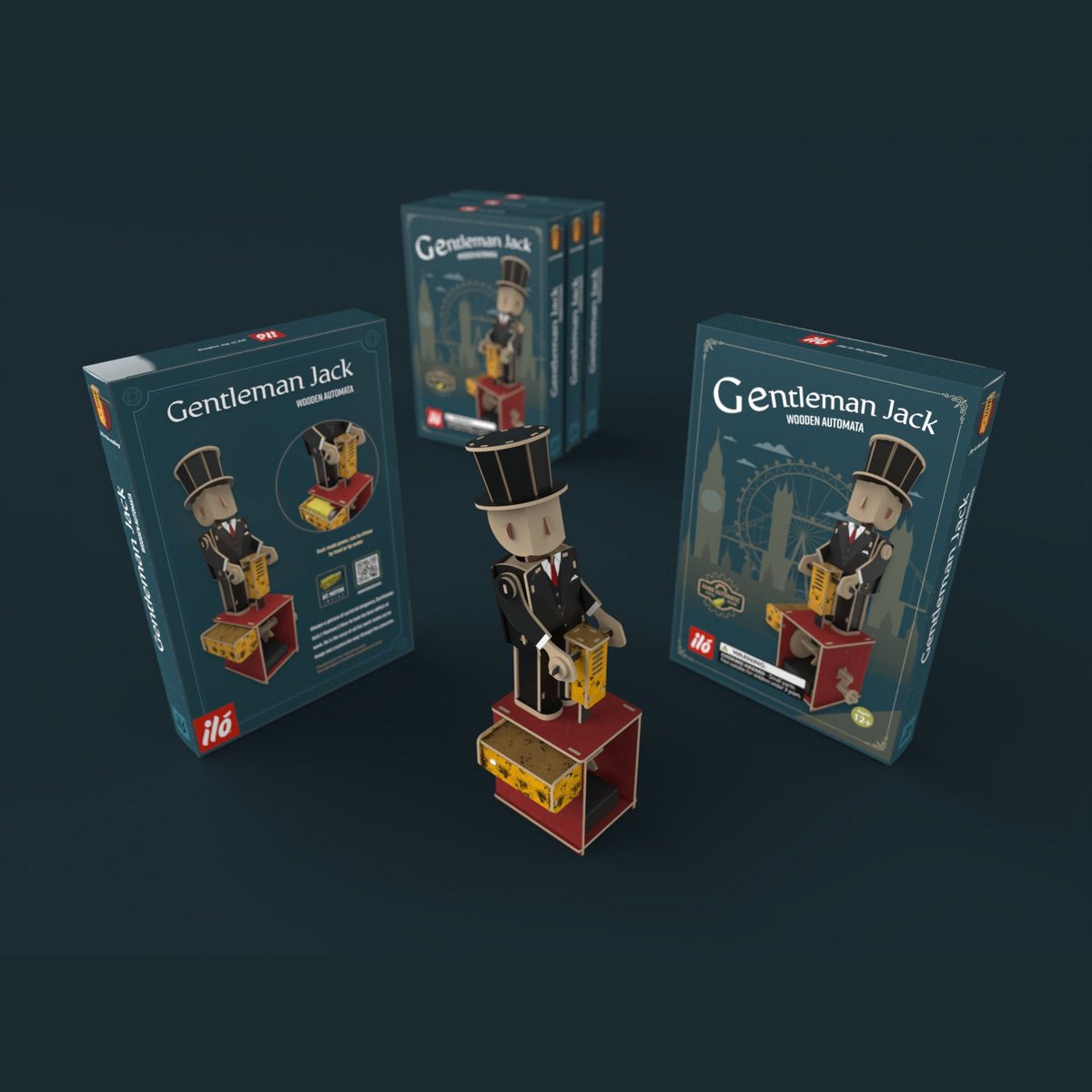 3D mechanische houten puzzel Gentleman Jack 12,5 × 8,5 × 30 cm – 58 stukjes