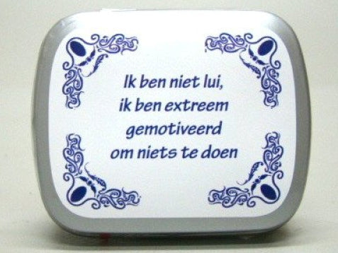 Ik ben niet lui, blikje met pepermunt, 14 gram