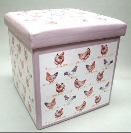 Opbergbox met kippenmotief, inklapbaar, 38 × 38 × 38 cm