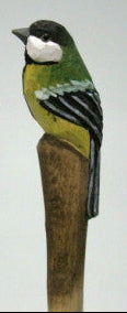Koolmees houten balpen met gesneden vogel, decoratief design