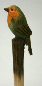 Roodborst houten balpen met gesneden vogel, decoratief design