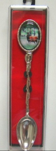 Verzilverde theelepel edelhert 13,5 cm