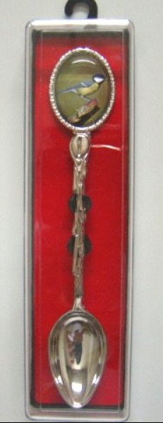 Verzilverde theelepel koolmees 13,5 cm