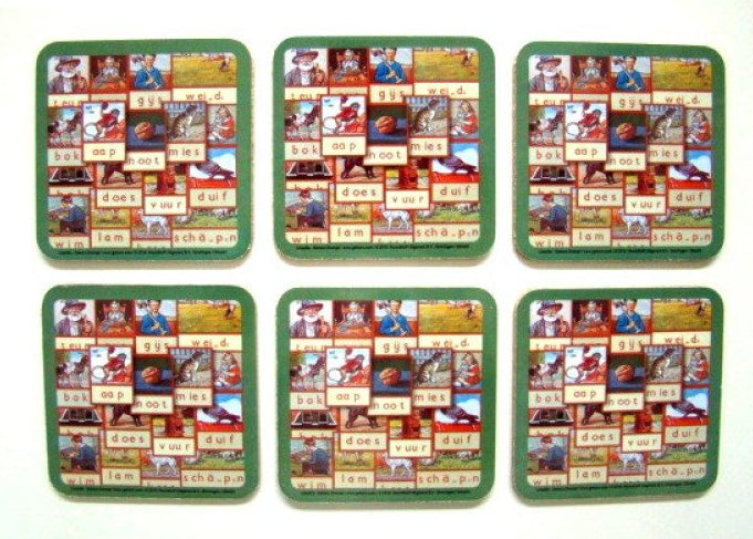 Aap, noot, Mies onderzetters, set van 6