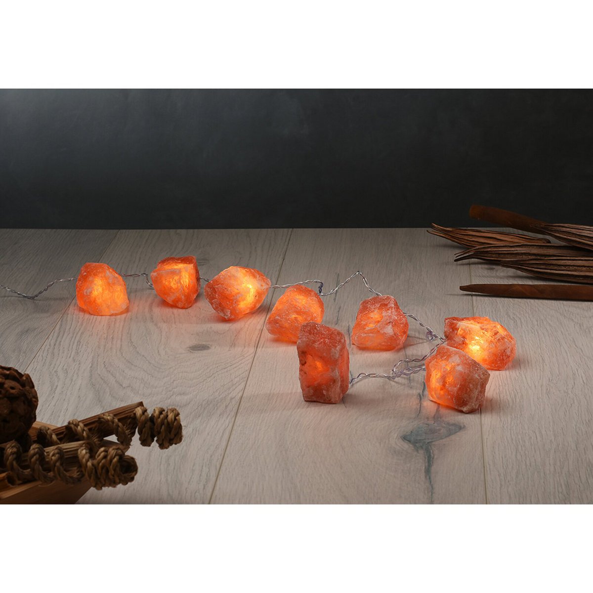 Salt Dreams rots zoutkristal lichtsnoer op batterij 8 stuks