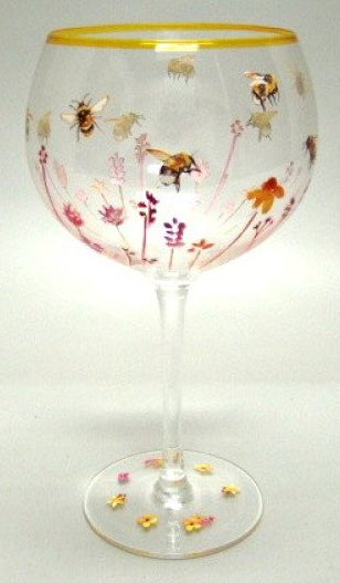 Bijen en bloemen gin glas, 600 ml