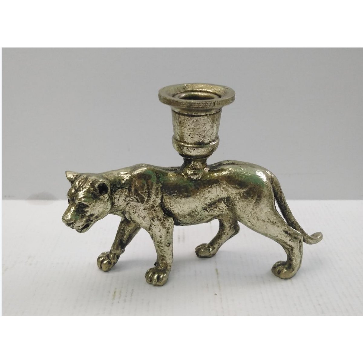 Panter kandelaar, brons, 19 × 6 × 13,5 cm