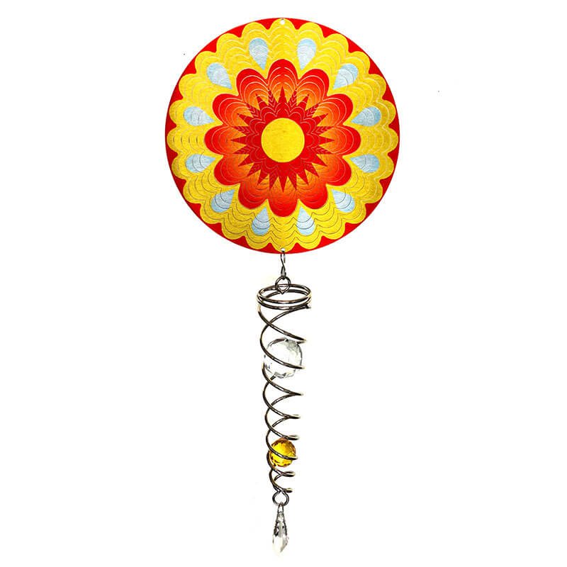Zonvanger Spin Art Mandala Sun met Kristalspiraal 60 cm