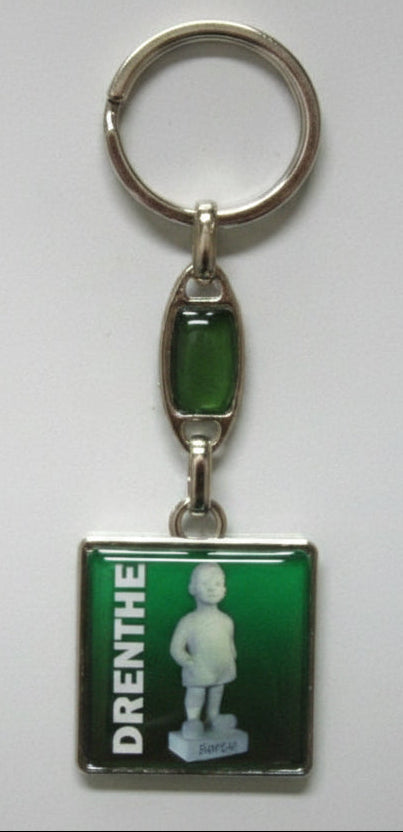 Bartje sleutelhanger met groen element, 4 x 4 cm