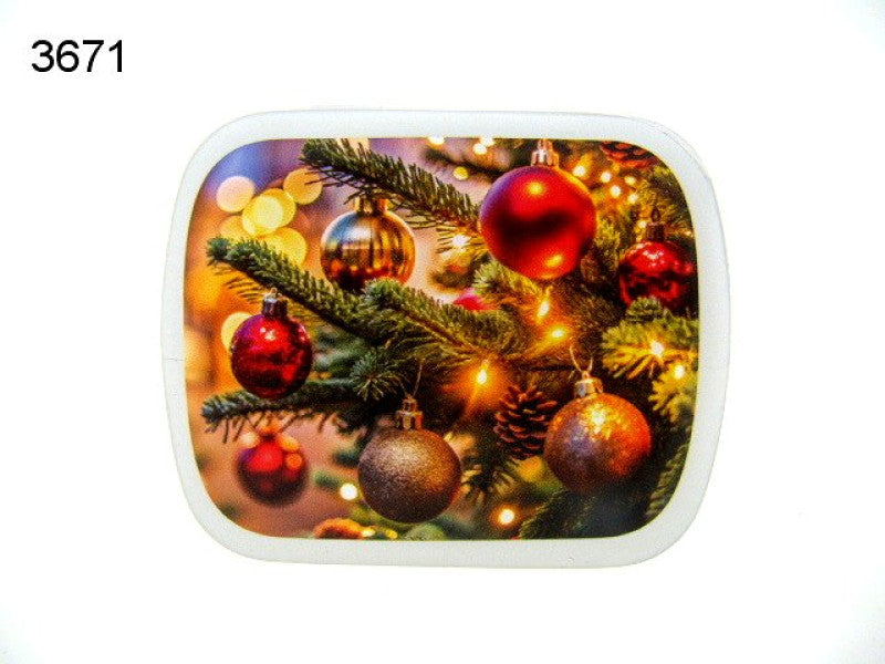 Kerstballen, blikje met pepermunt