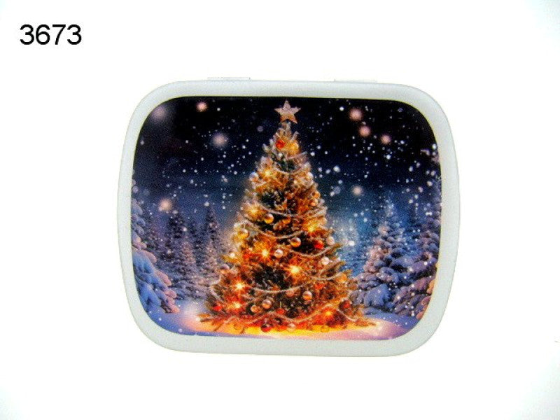 Kerstboom, blikje met pepermunt