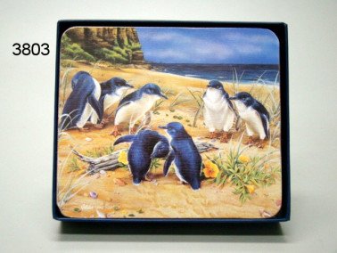 Pinguin parade onderzetters, 6 stuks