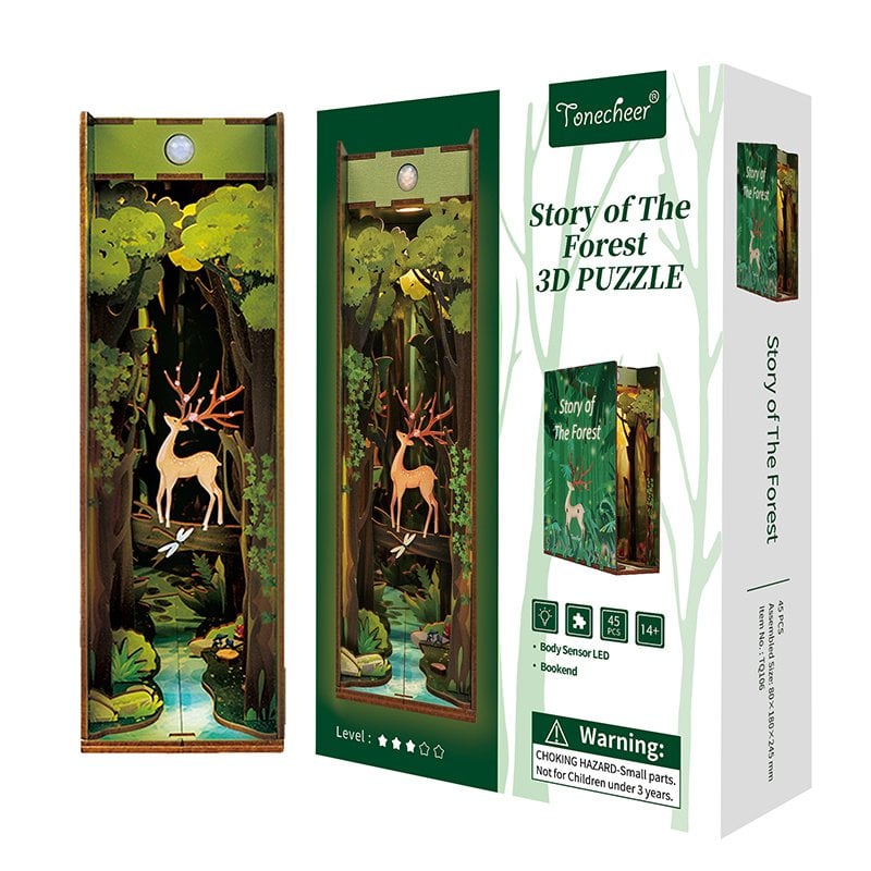 DIY book nook story of the forest bookend, 24,5 cm